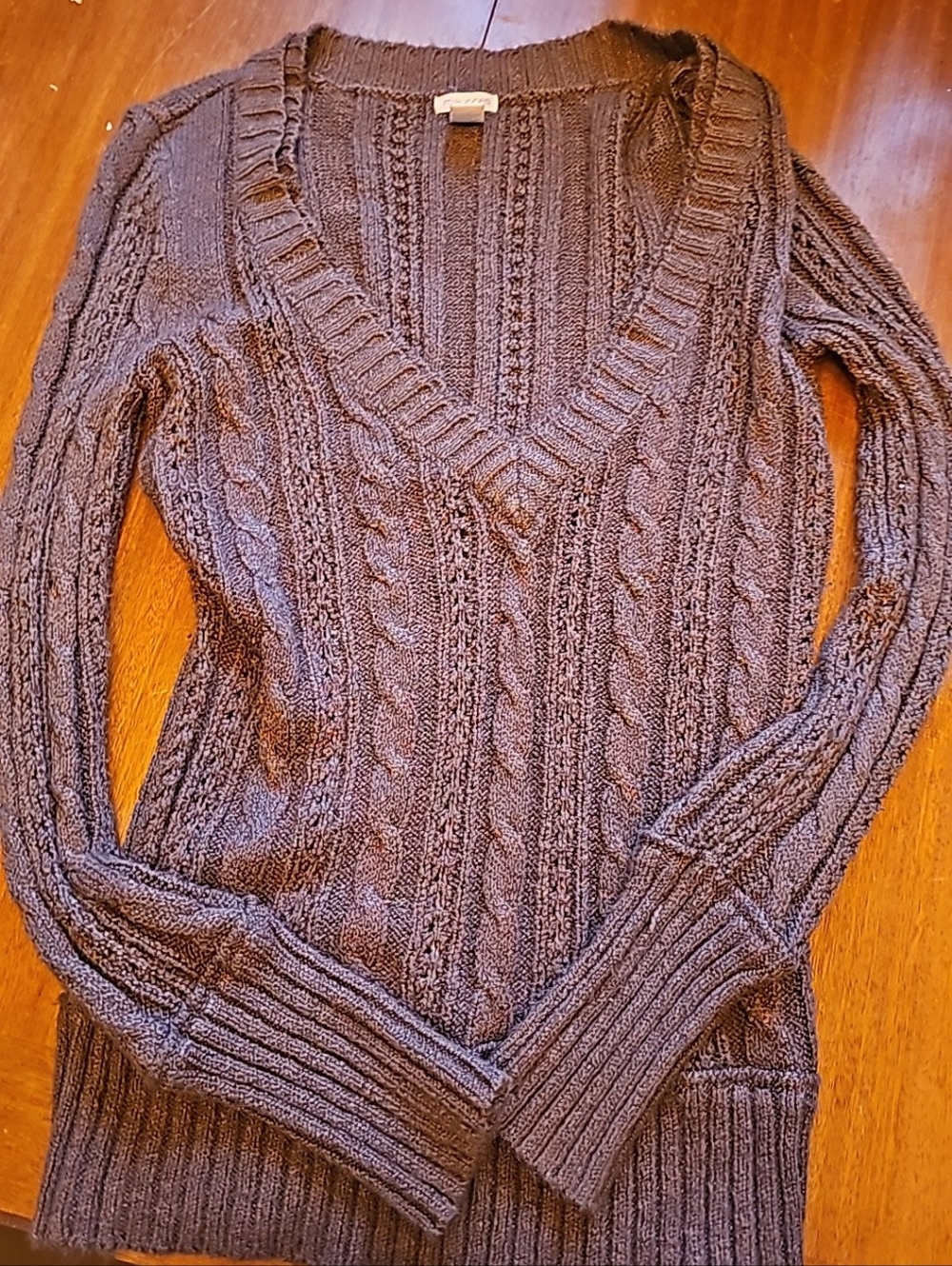 Maurices Cable Knit V-Neck Women's Sweater - Brown